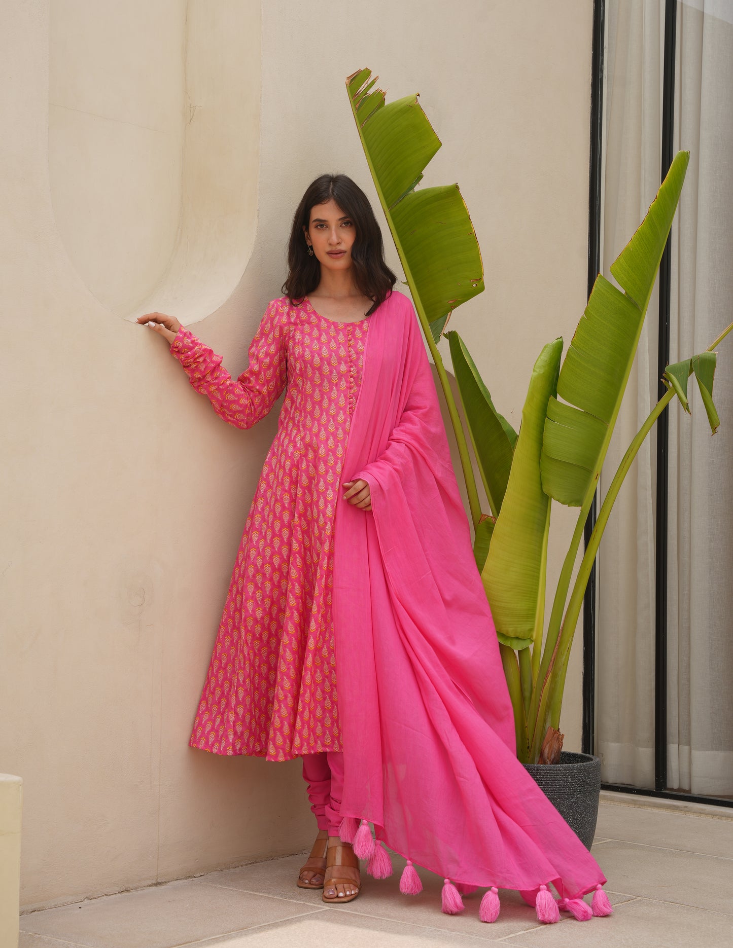 Zeena Pink Cotton Suit Set
