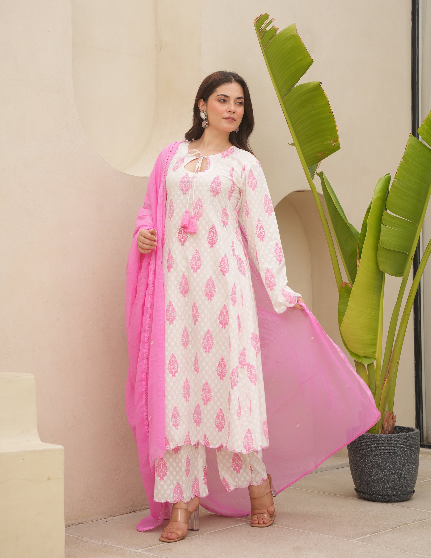Soa Pink Block Print Cotton Suit Set