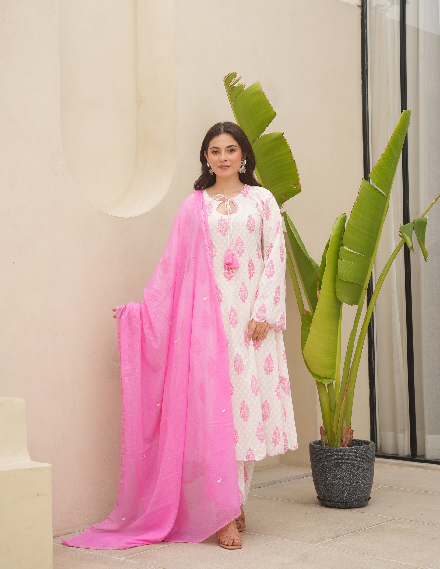 Soa Pink Block Print Cotton Suit Set