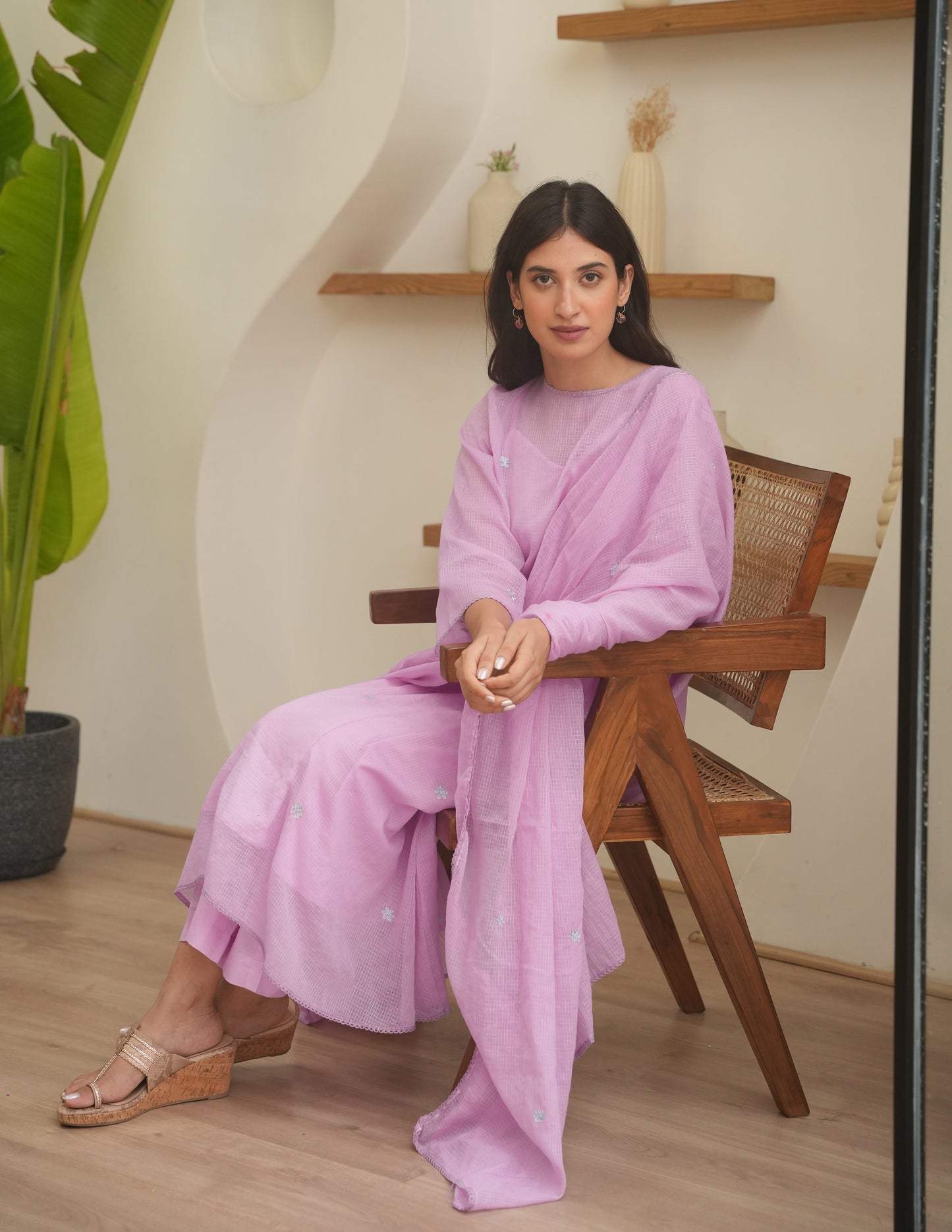 Thea Lavender Embroidered Doria Suit Set