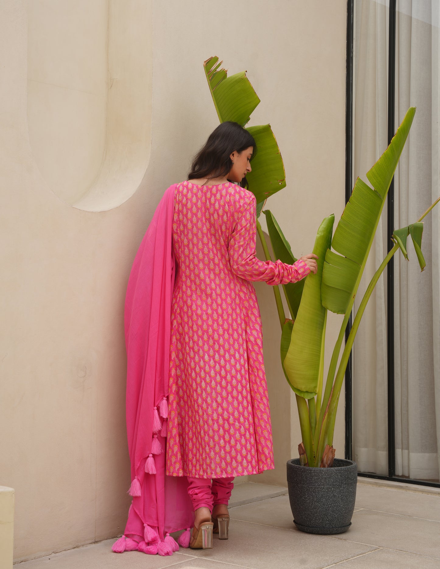 Zeena Pink Cotton Suit Set