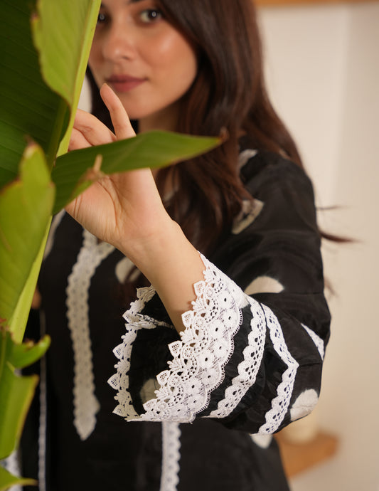 Alora Black Bandhani Silk Suit Set