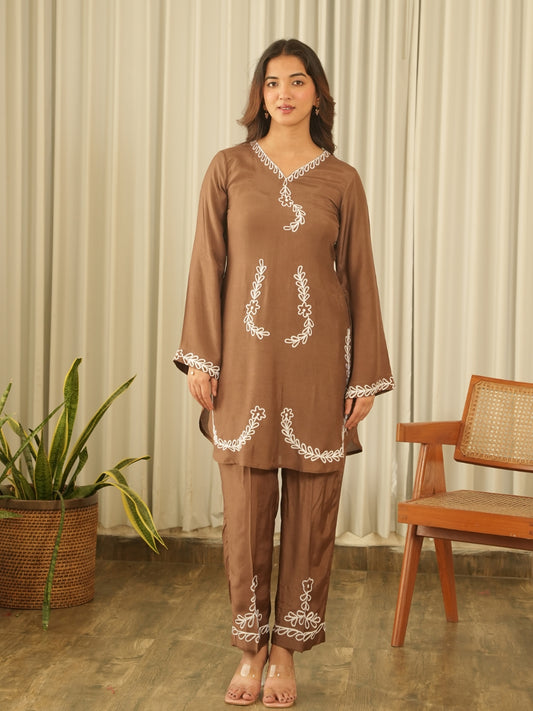 Chocolate Brown Muslin Co-ord Set