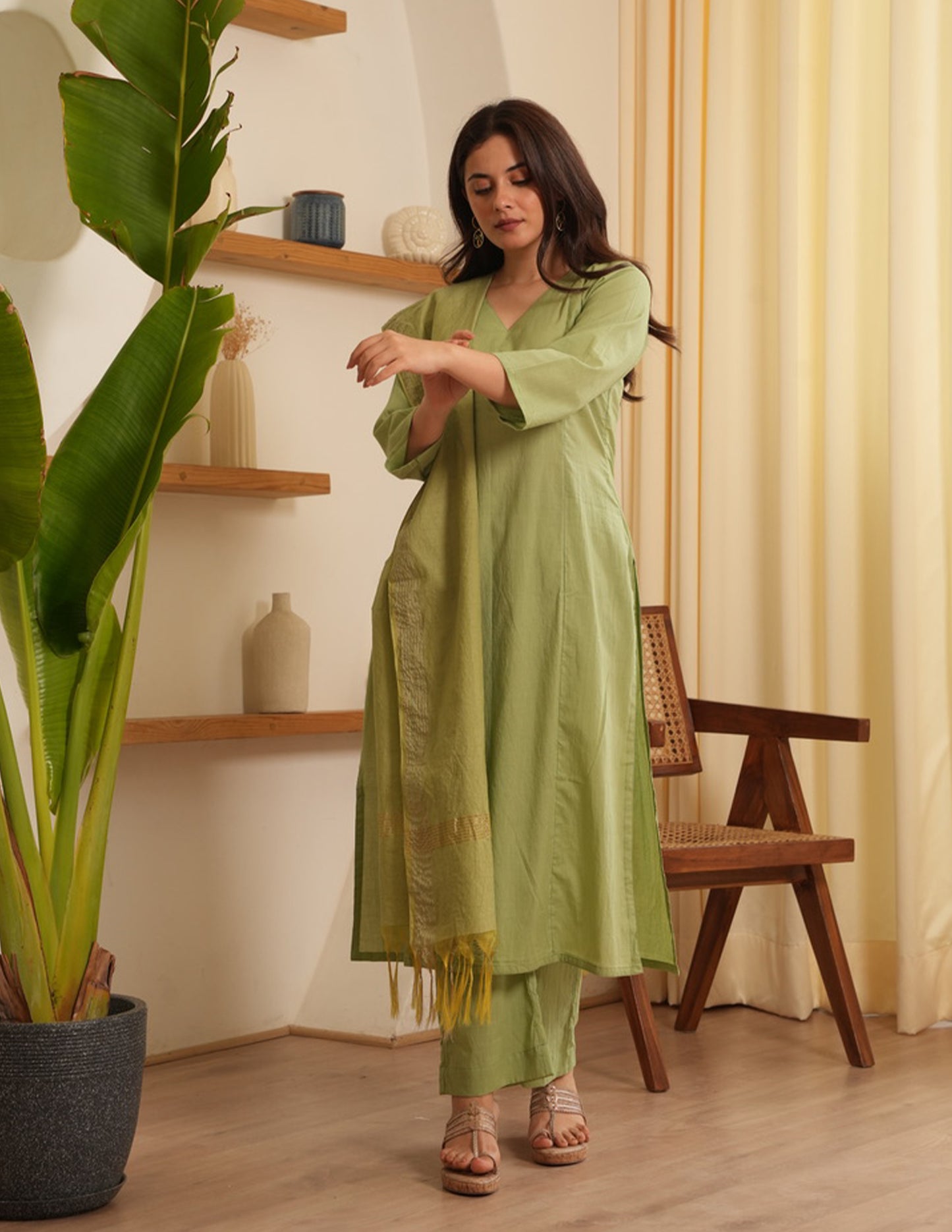 Lennon Pista Cotton Straight Suit Set