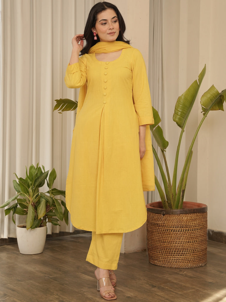 Yellow Cotton Suit Set