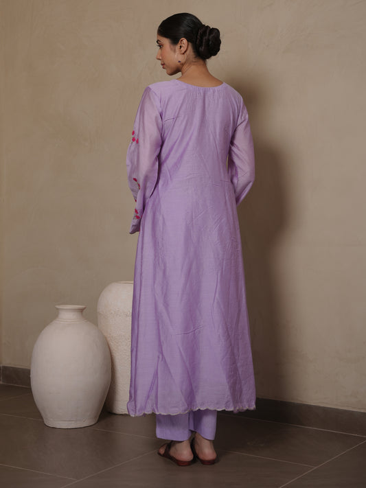 CAMELLIA PURPLE CHANDERI EMBROIDERY SUIT SET