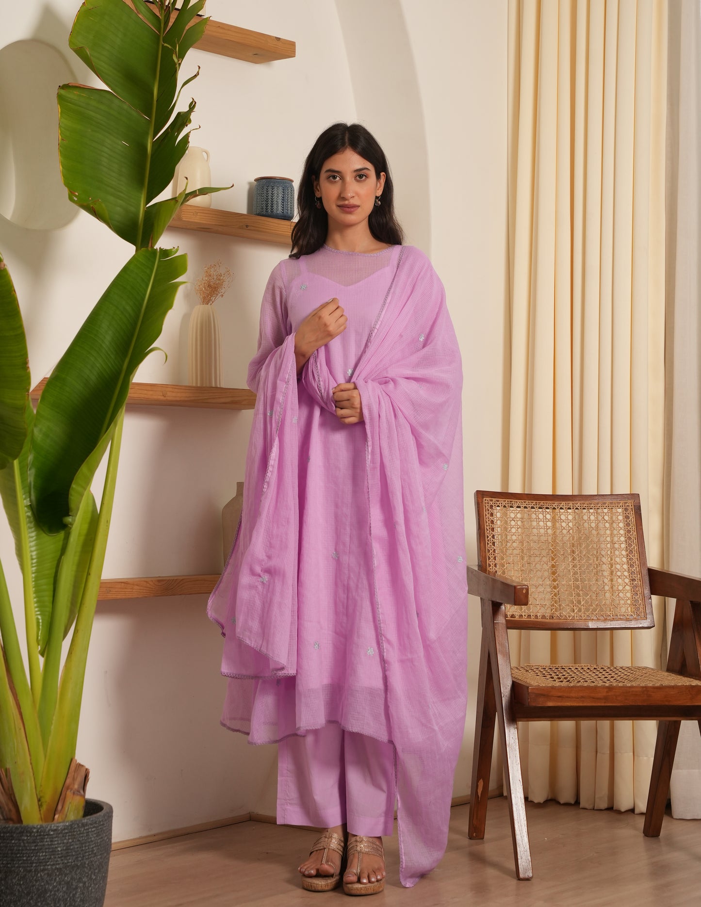 Thea Lavender Embroidered Doria Suit Set