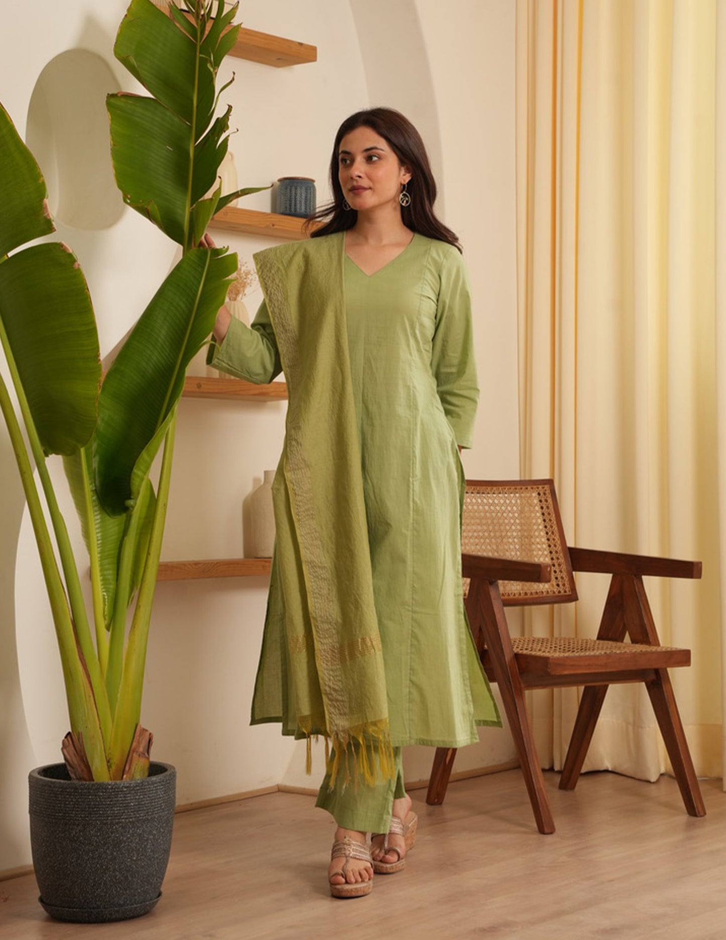 Lennon Pista Cotton Straight Suit Set