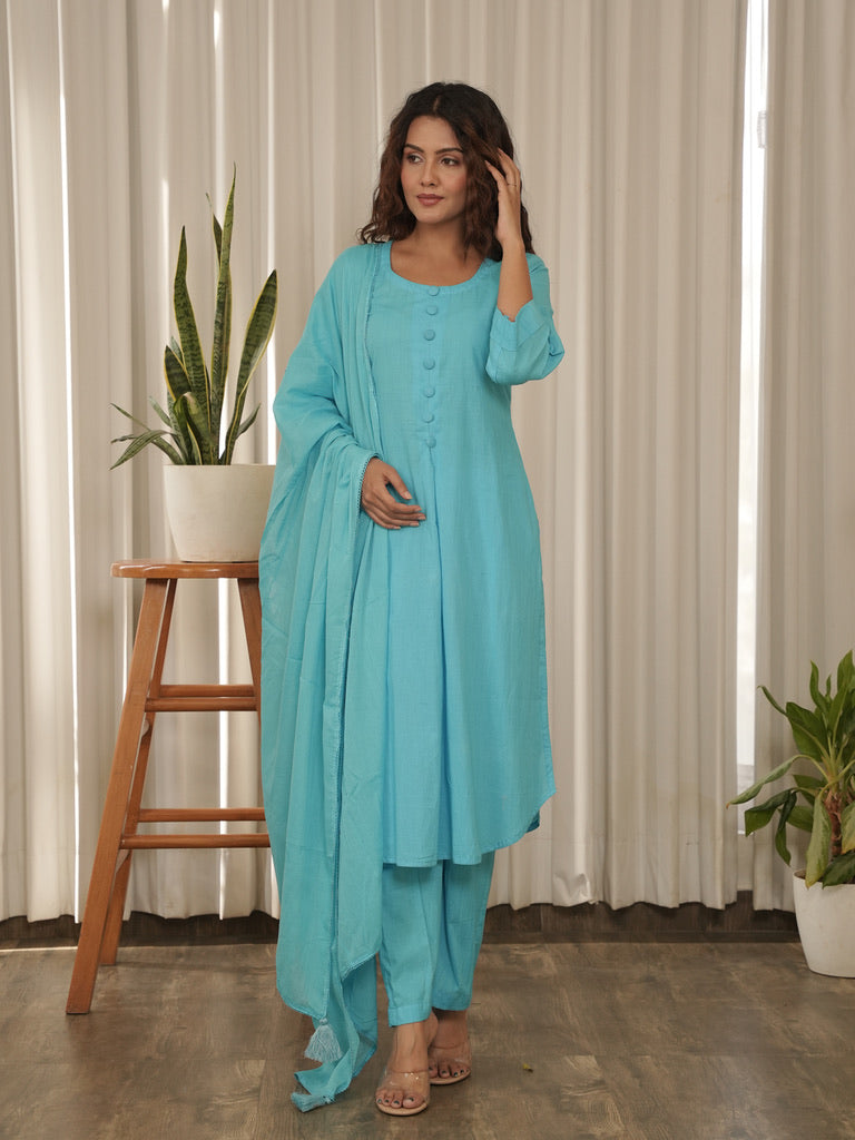 Sky Cotton Suit Set