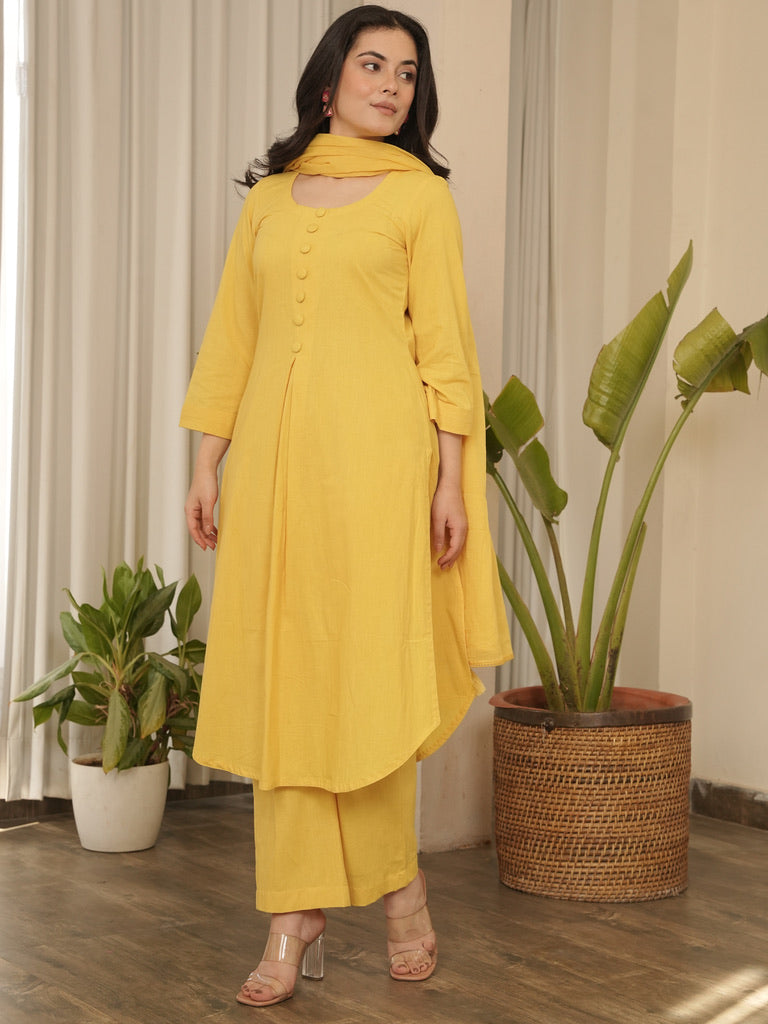 Yellow Cotton Suit Set