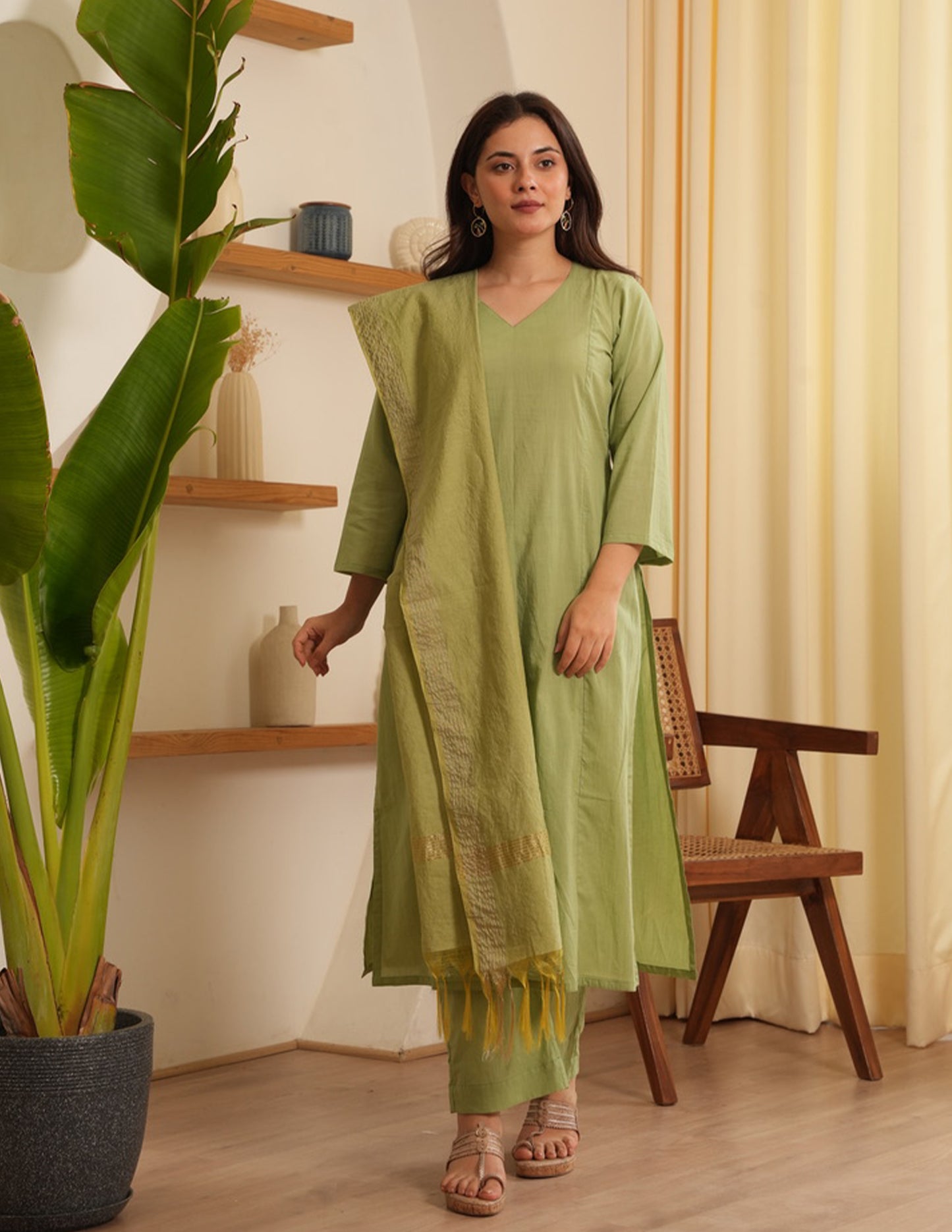 Lennon Pista Cotton Straight Suit Set