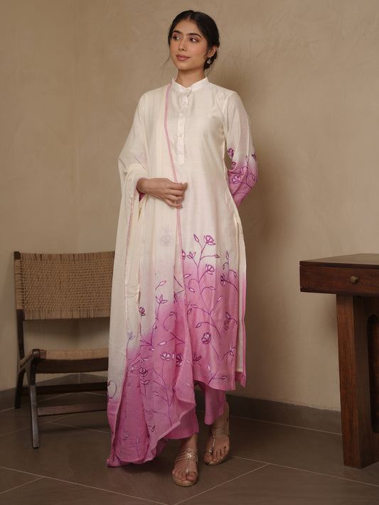 KATY LILAC SHADED CHANDERI EMBROIDERY SUIT SET