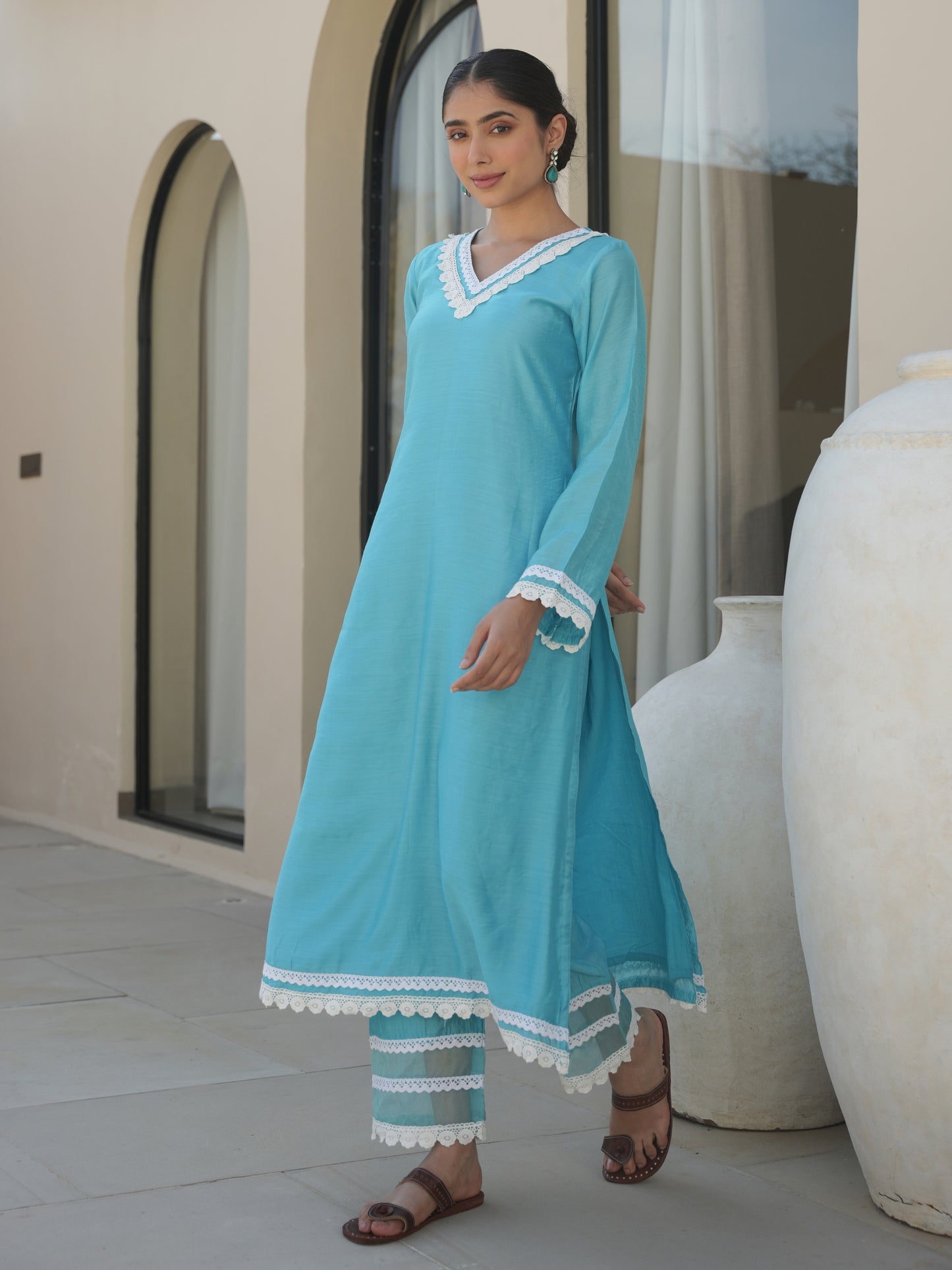 PINE SKY CHANDERI CROCHET LACEWORK SUIT SET