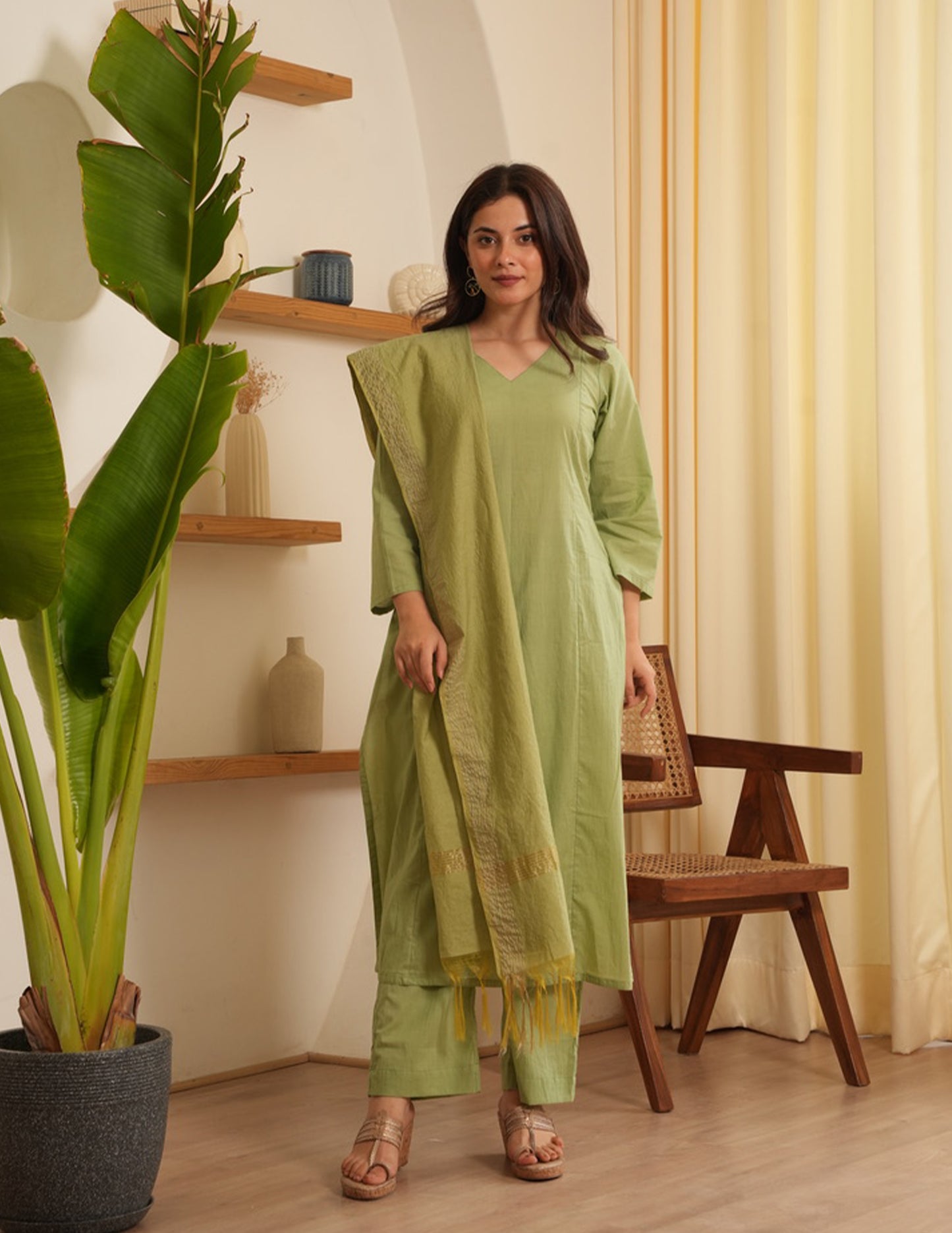 Lennon Pista Cotton Straight Suit Set