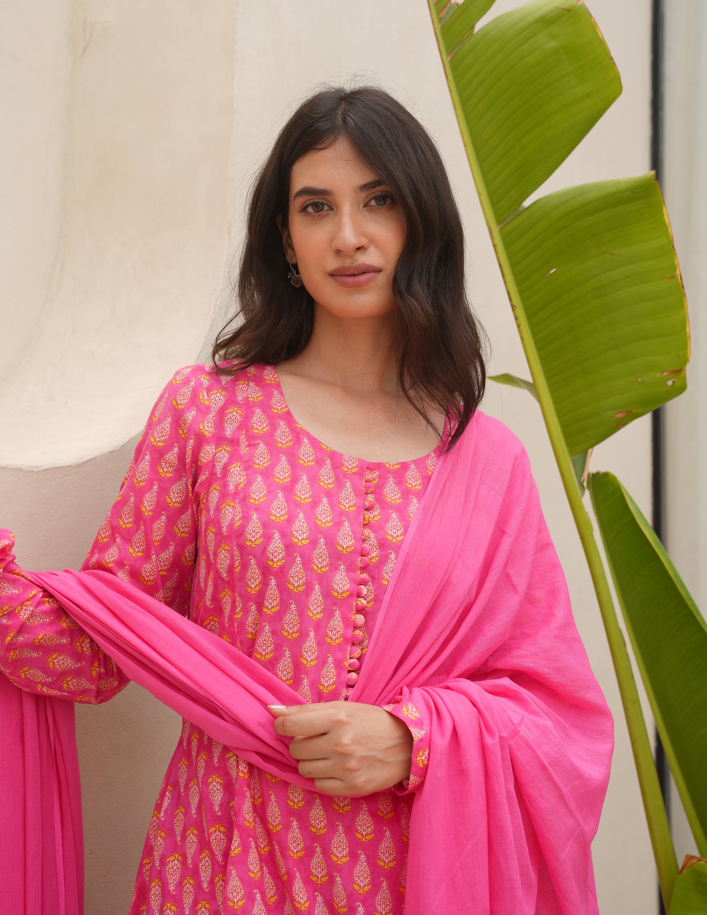 Zeena Pink Cotton Suit Set