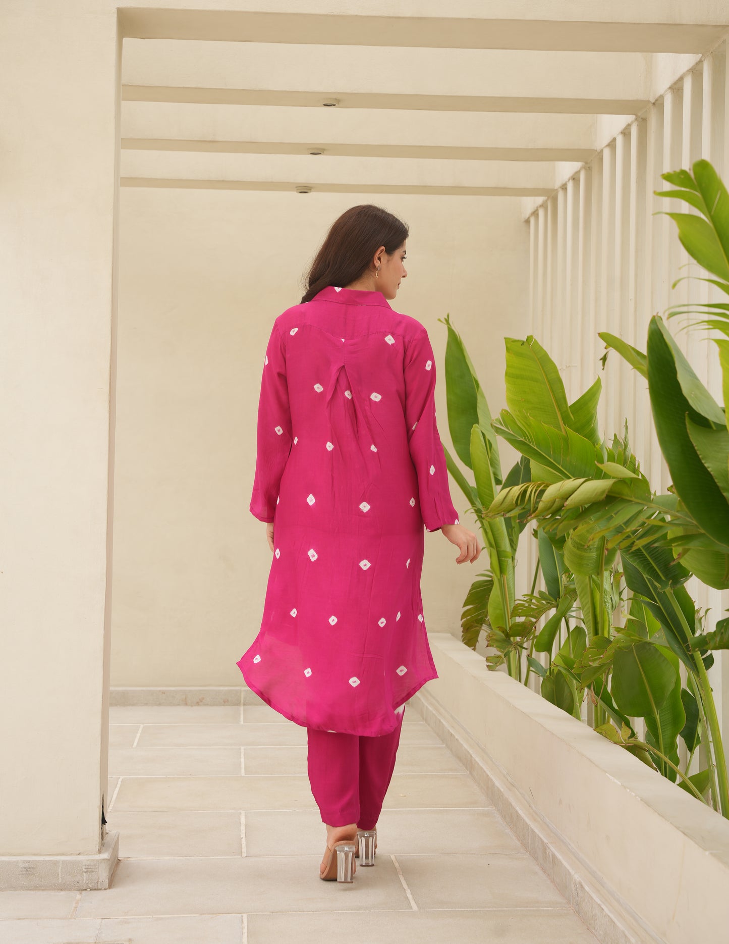 Aria Dark Fuchsia Bandhani Co Ord Set