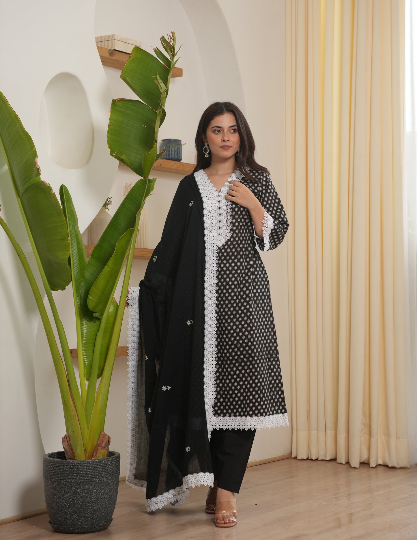 Arya Black Cotton Suit Set