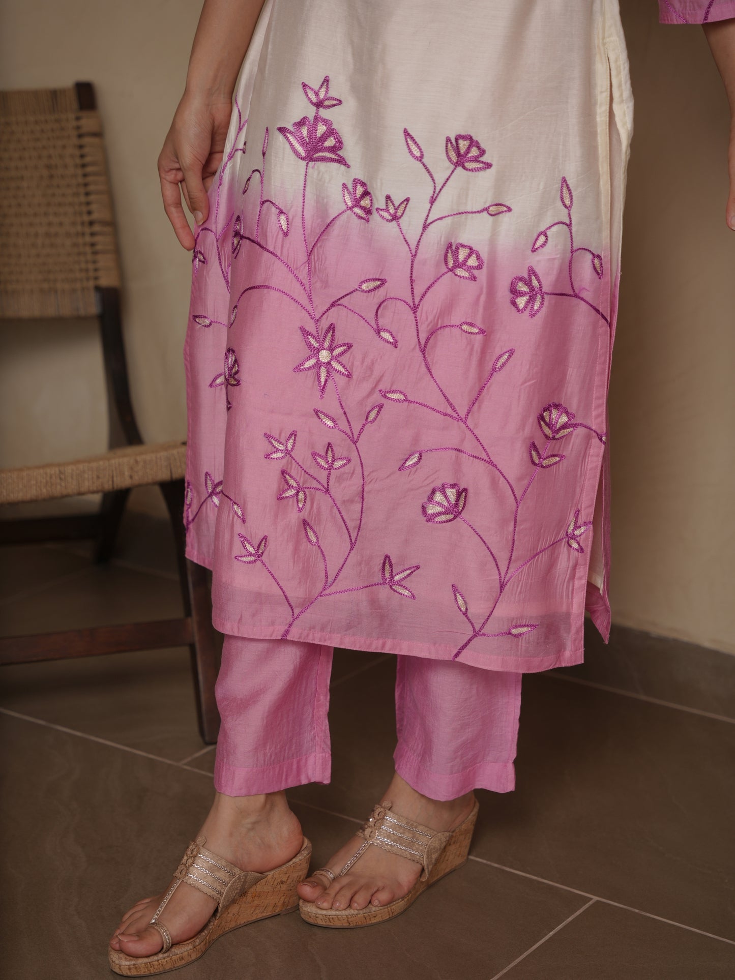 KATY LILAC SHADED CHANDERI EMBROIDERY SUIT SET