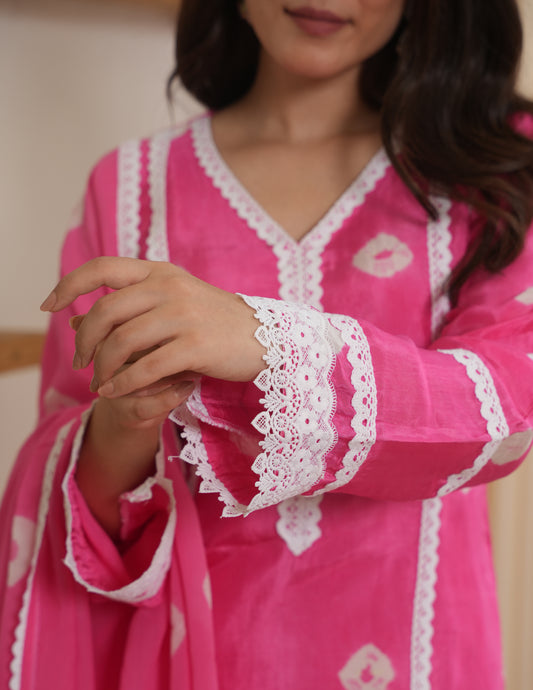 Remi Pink Bandhani Silk Suit Set