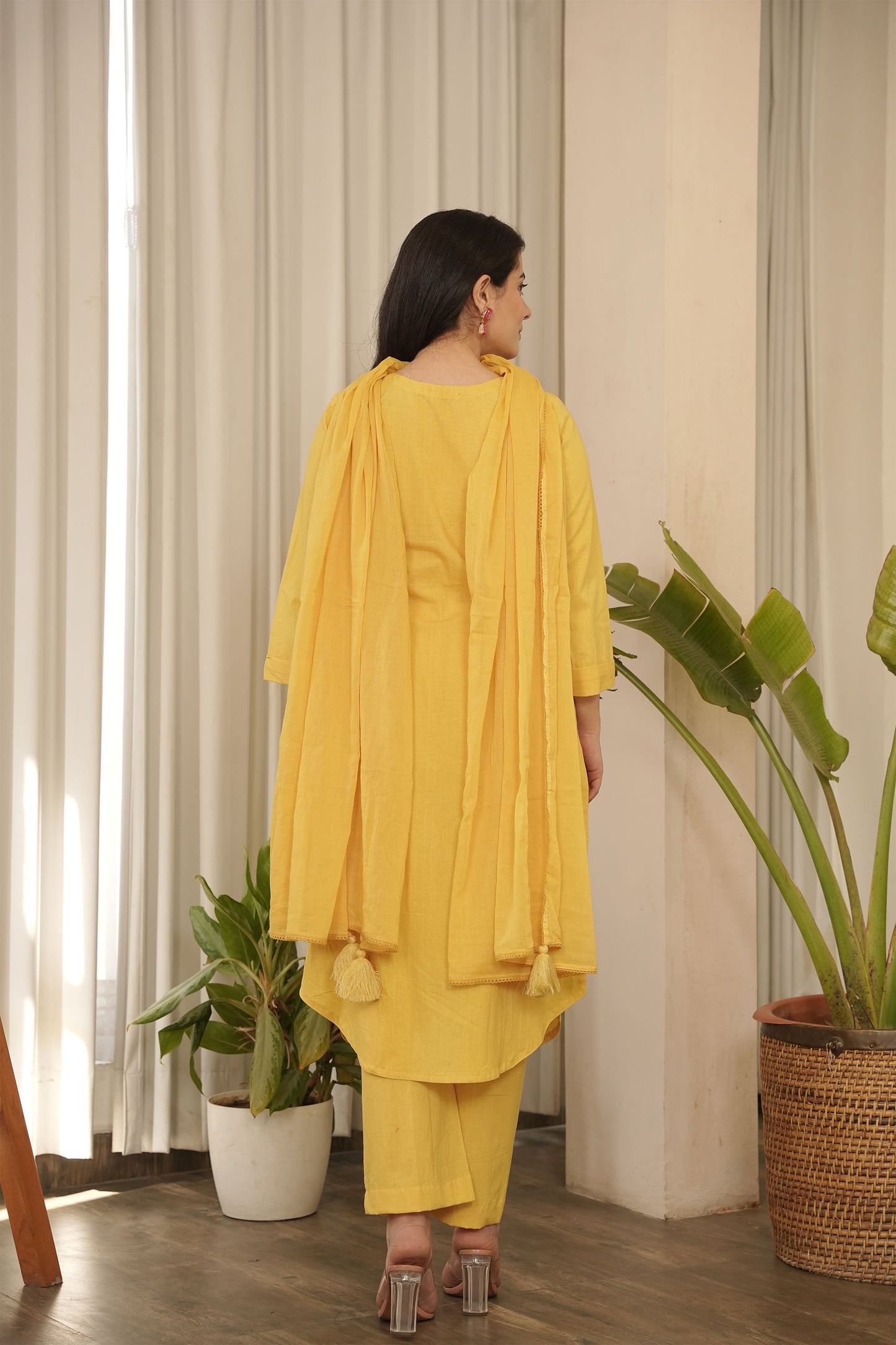 Yellow Cotton Suit Set