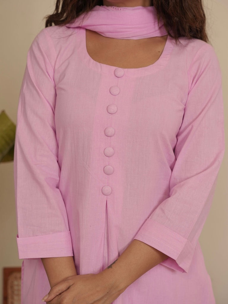 Baby Pink Cotton Suit Set