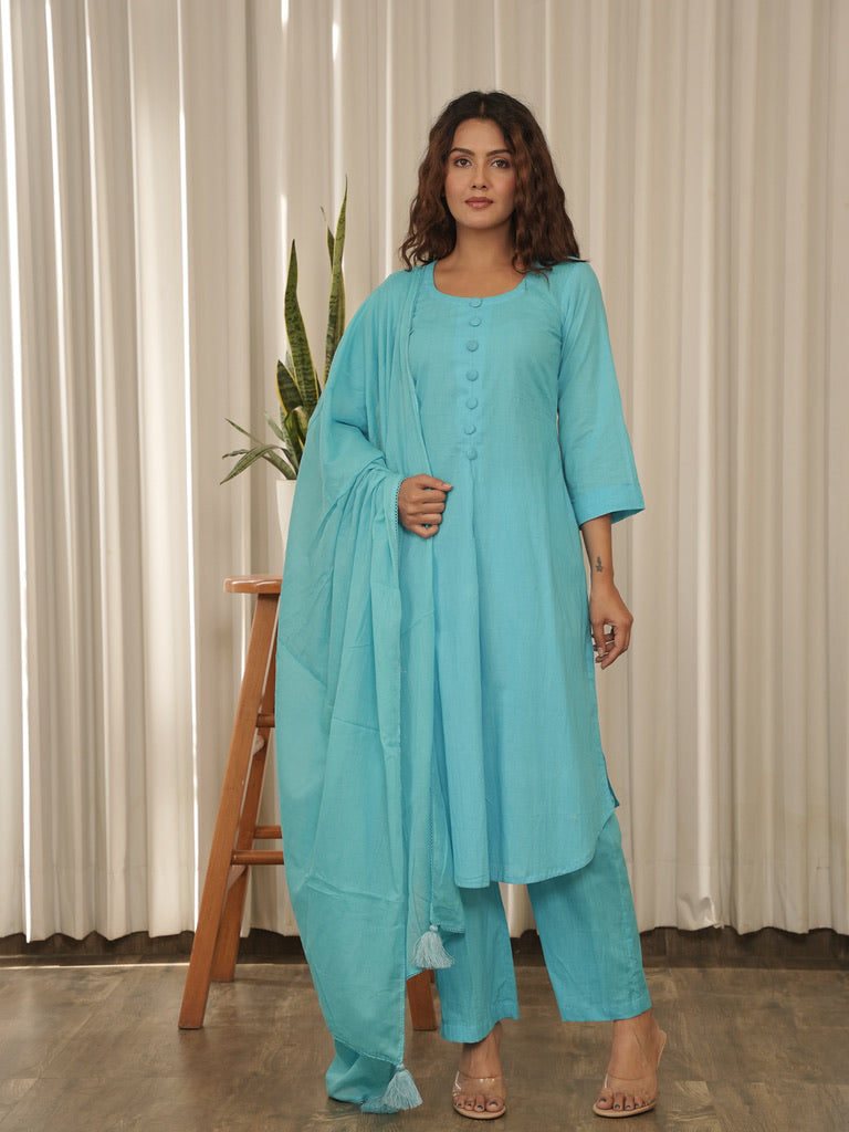 Sky Cotton Suit Set
