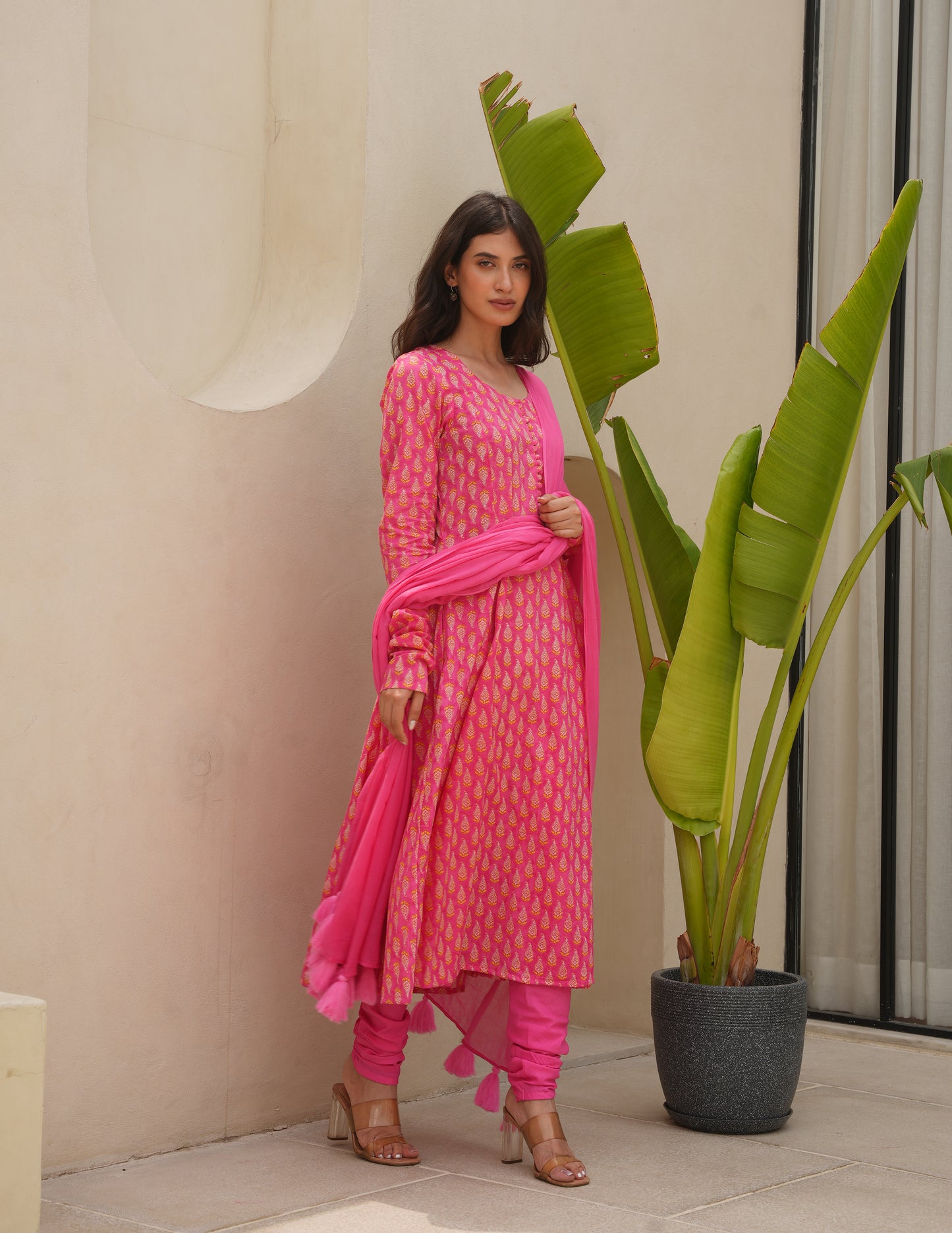 Zeena Pink Cotton Suit Set