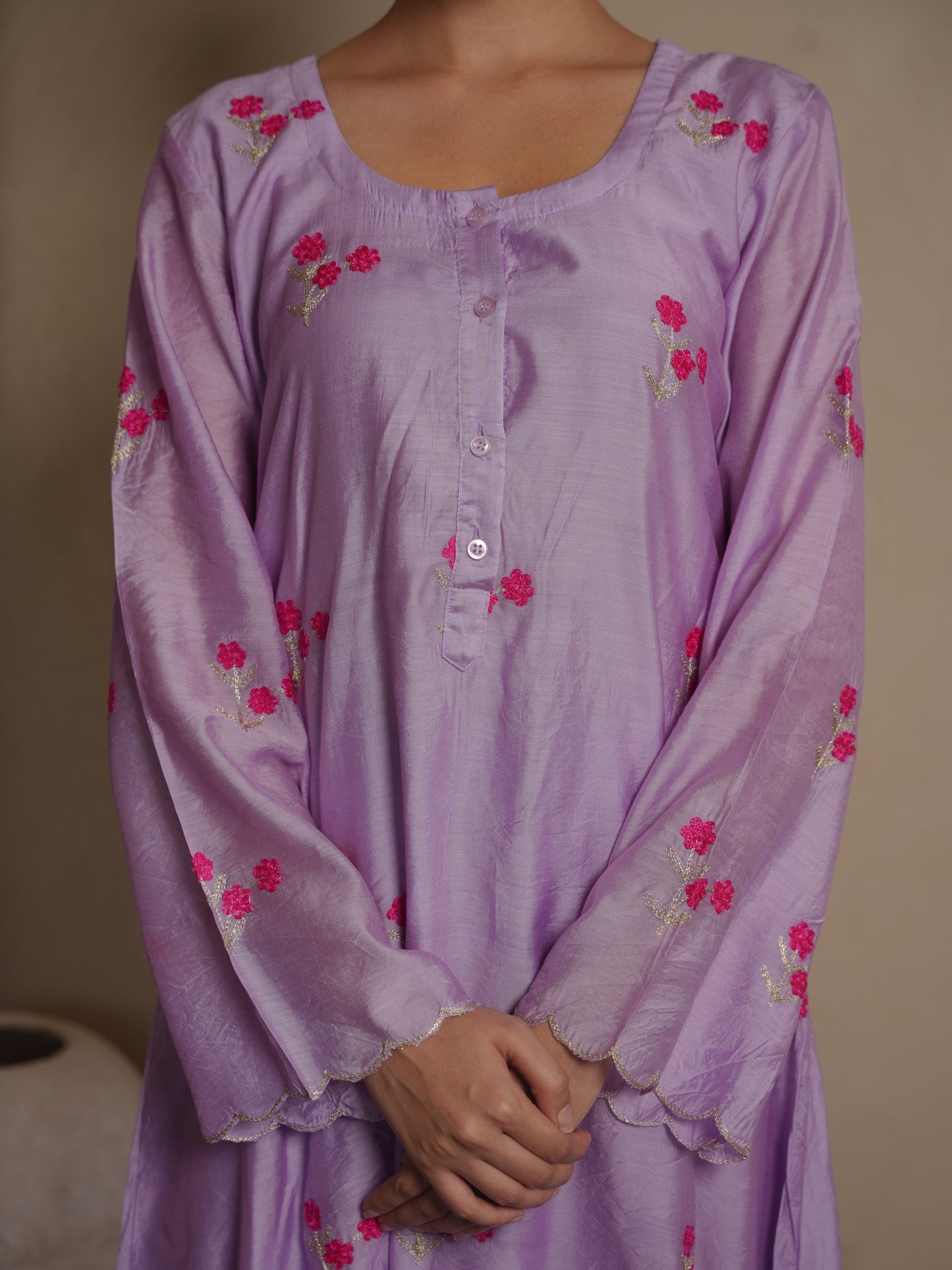 CAMELLIA PURPLE CHANDERI EMBROIDERY SUIT SET