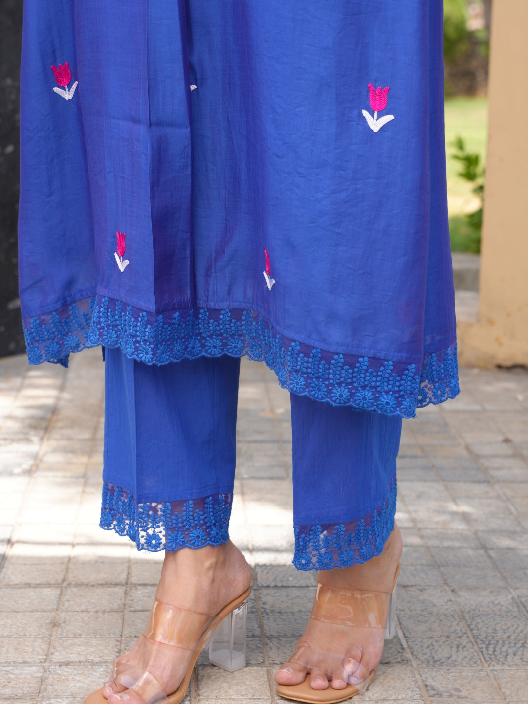 Tulip Tale Royal Blue Chanderi Kurta Set