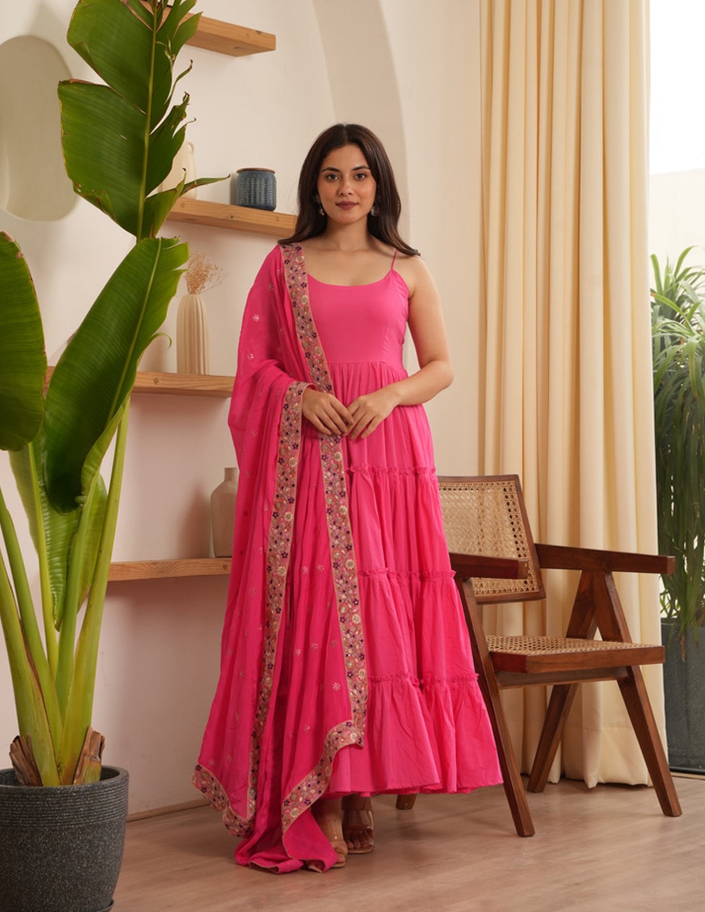 Ariel Pink Cotton Flare Suit Set