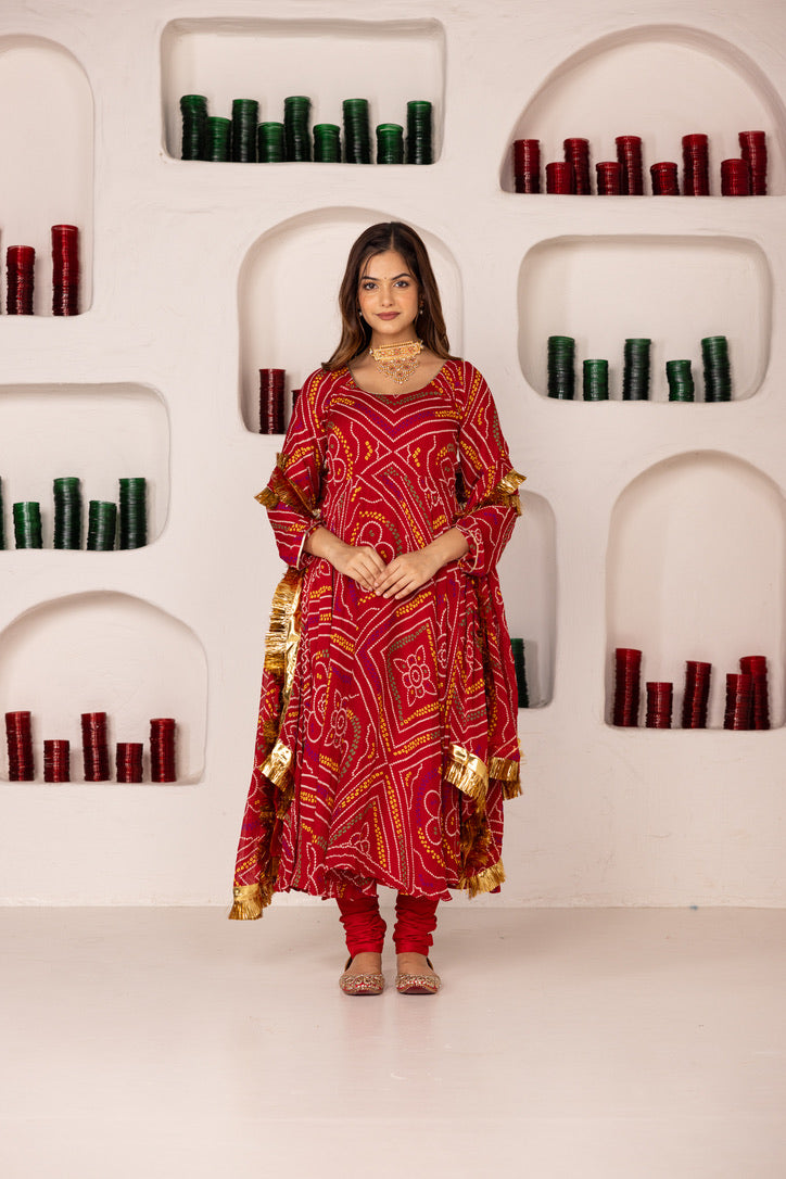 Pehno'Sa Maroon Bandhej Set