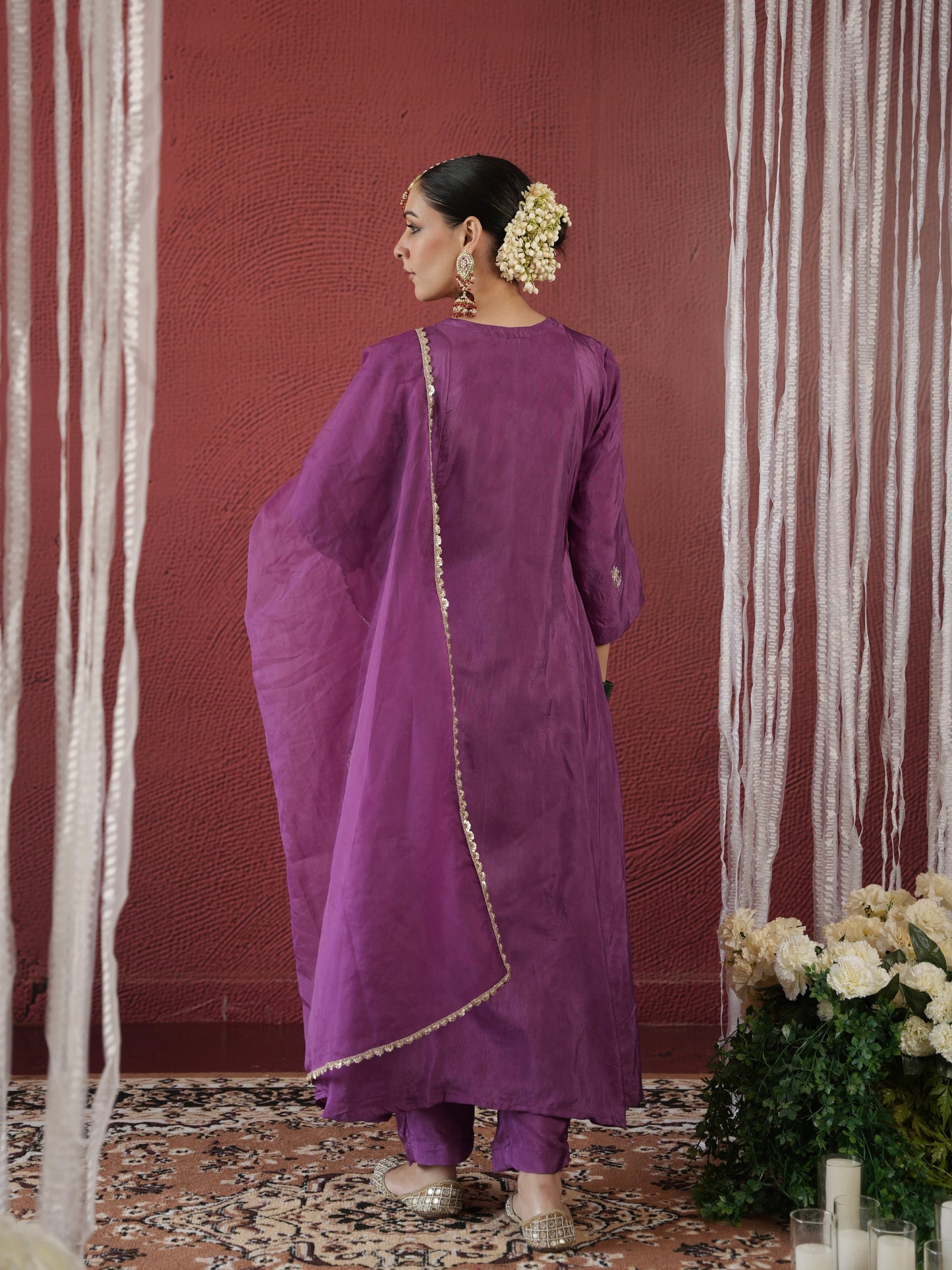 CHAAND PURPLE SILK ZARI EMBROIDERY SUIT SET