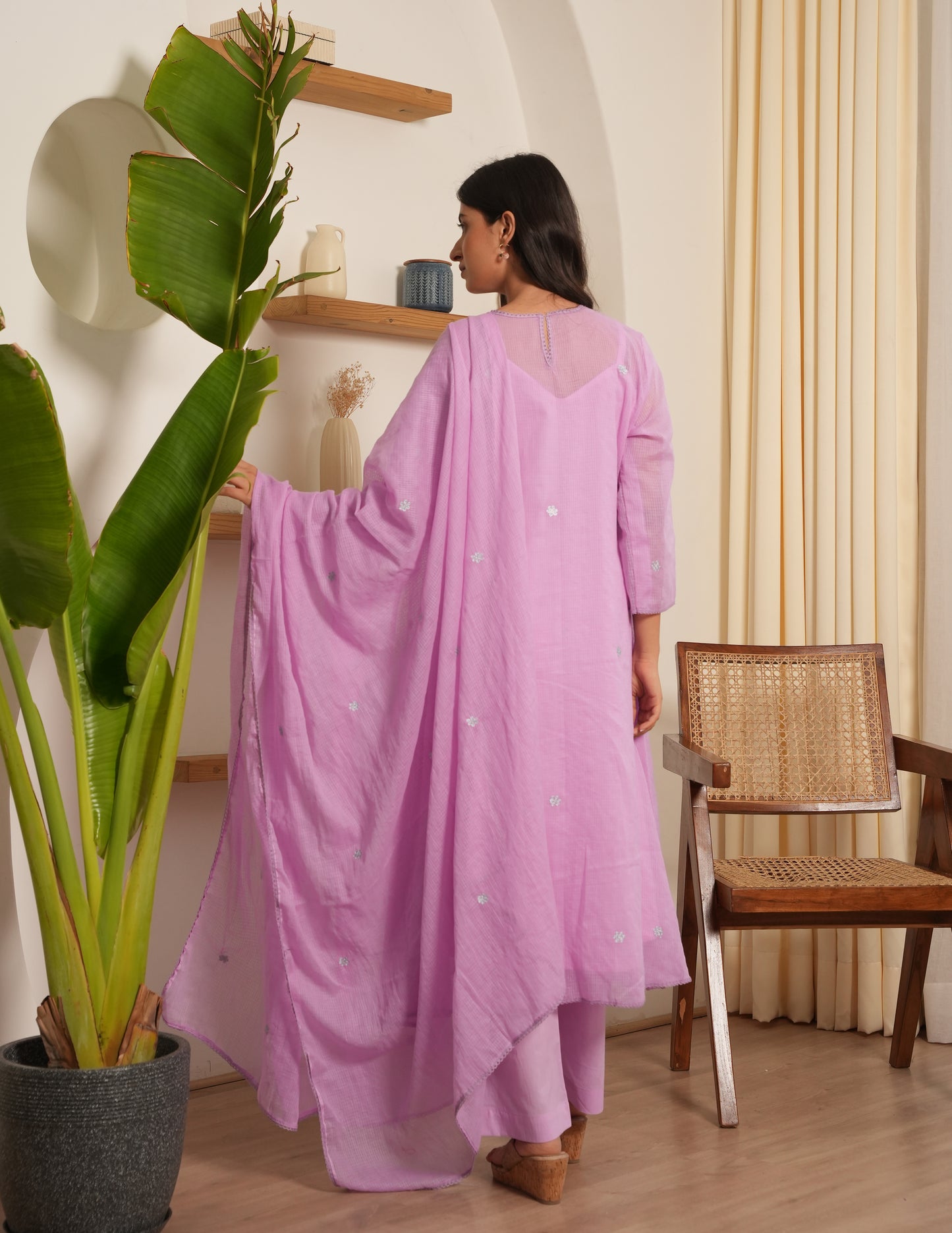 Thea Lavender Embroidered Doria Suit Set