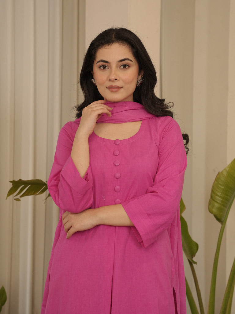 Pink Cotton Suit Set