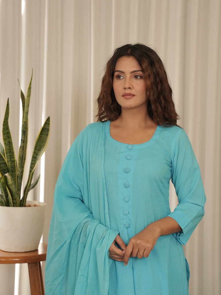 Sky Cotton Suit Set