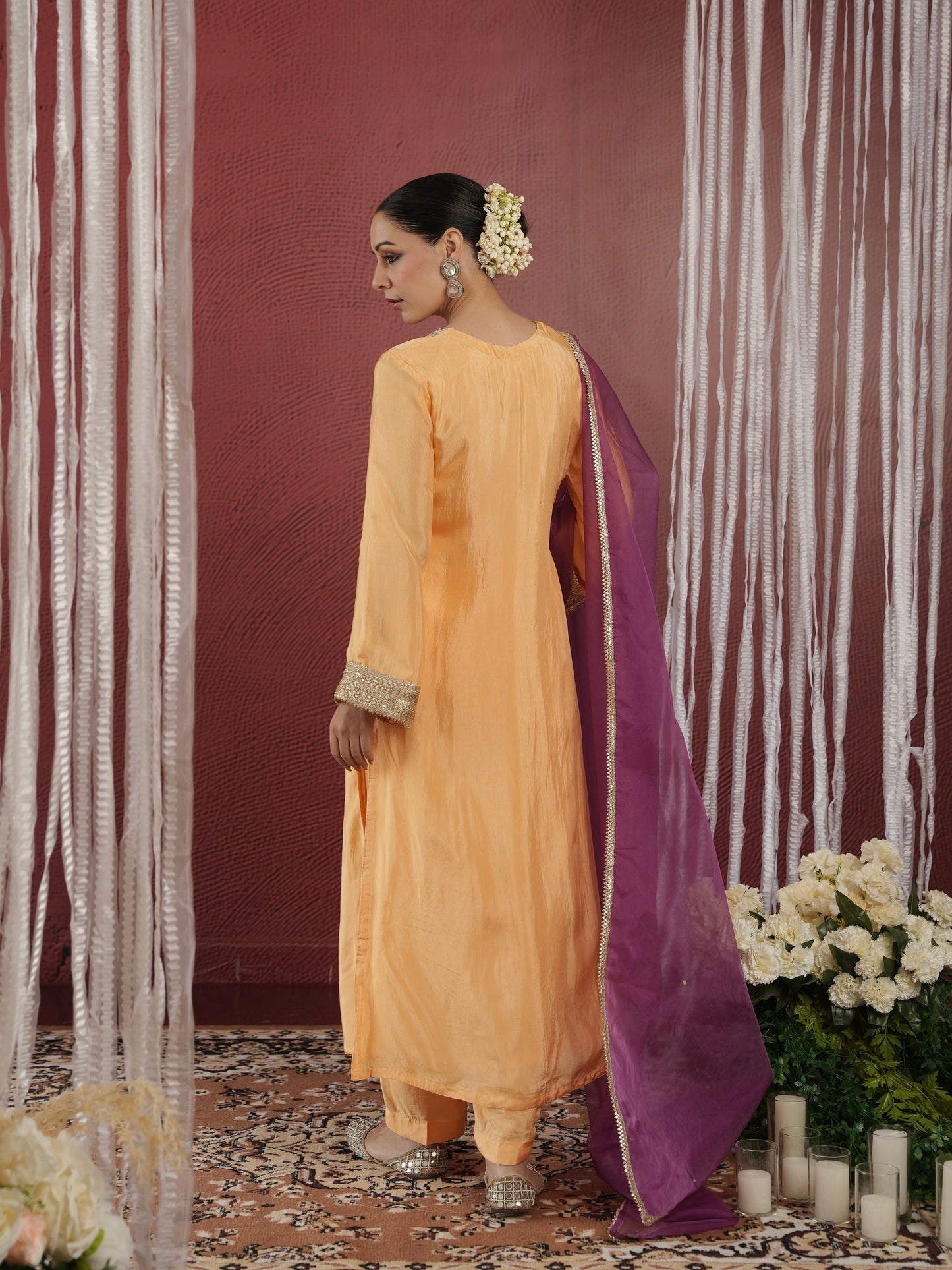 CHAAND YELLOW ZARIWORK SILK SUIT SET