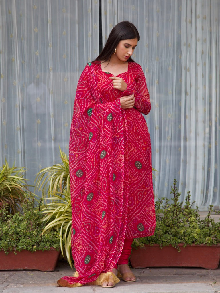 Barkha pink bandhani set