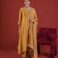 Mustard Chanderi Zari & Sequin Embroidered Kurta Pant Set with Dupatta