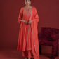 Orange Chanderi Zari Hand-Embroidered Kurta Set with Dupatta