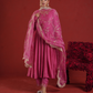 Rose Pink Chanderi Anarkali Set with Zari Jaal Organza Dupatta