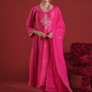 Fuchsia Pink Embellished Chanderi Kurta Set with Organza Dupatta