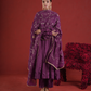 Royal Plum Silk Zari & Sequin Embroidered Anarkali with Zari Jaal Organza Dupatta