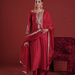 Maroon Chanderi Sequin-Zari Kurta Set with Organza Dupatta