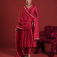 Maroon Sequin Embellished Chanderi Kurta Set with Dupatta