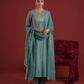 Sage Green Silk Kurta Set with Hand-Embellished Organza Dupatta