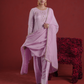 Lavender Silk Kurta With Farsi Salwar & Organza Dupatta