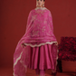 Rose Pink Chanderi Anarkali Set with Zari Jaal Organza Dupatta