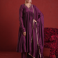 Deep Purple Sequin Embellished Chanderi Kurta Set with Dupatta
