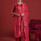 Maroon Zari Sequin Motif Silk Straight Kurta Set