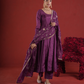 Royal Plum Silk Zari & Sequin Embroidered Anarkali with Zari Jaal Organza Dupatta